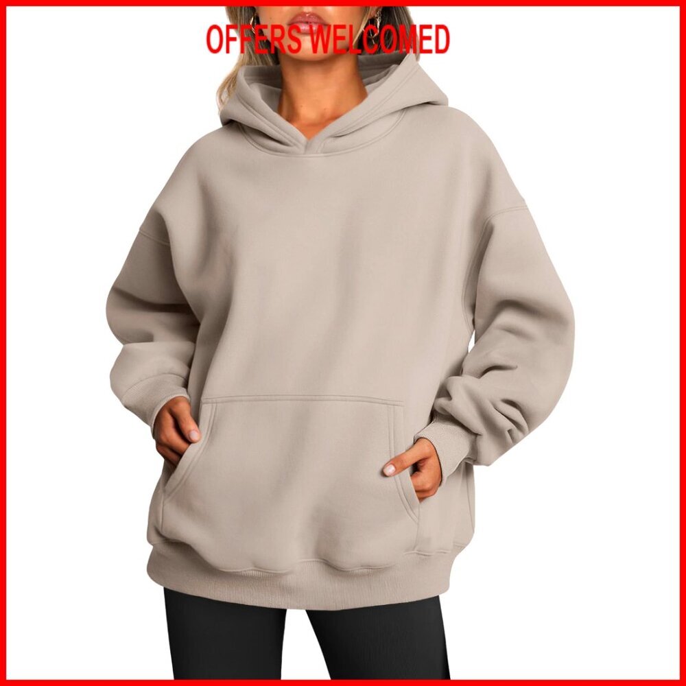 Oversized Fleece Hoodie Pullover Sweatshirt 50% Polyester 50% Cotton